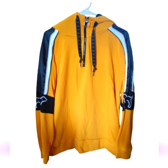 PINK VS Satin Dog Fleece Lined Hood Quarter Zip Up Sherpa Hoodie Gold, Blk/White - Picture 3 of 5
